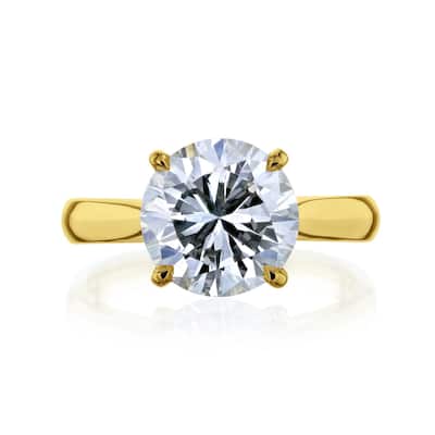 Kobelli 3.49 Carat Natural Diamond GIA Certified 14k Solid Gold Round Solitaire Cathedral One-of-a-Kind Franz Engagement Ring