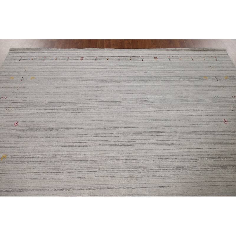 Handmade Gabbeh Indian Area Rug Hand-Knotted Wool Carpet - 8'0"x 9'11"