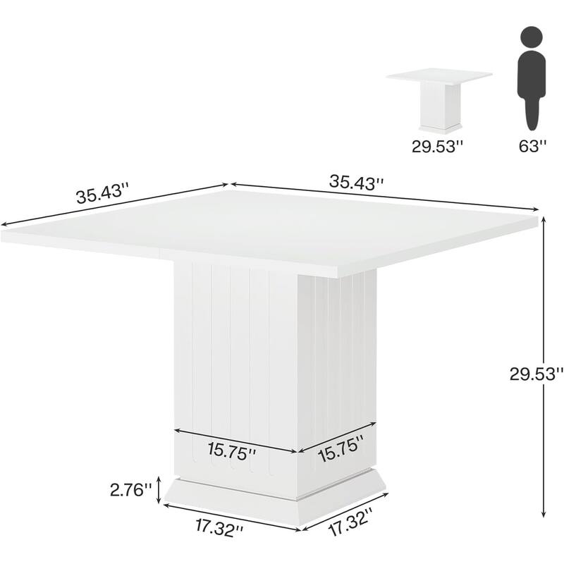 Modern Square Dining Table for 4 People Wood Table with Durable Particle Board Top - 35.43” x 35.43” x 29.53”