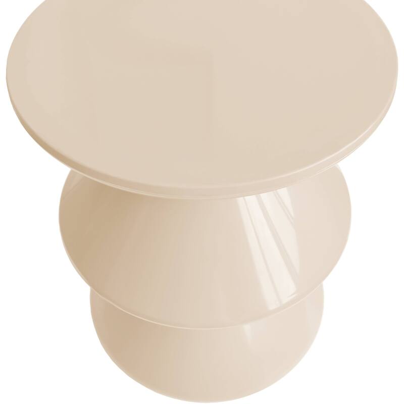 Round Side Table in ABS Plastic with Double-Hourglass Design End Table For Indoor and Outdoor