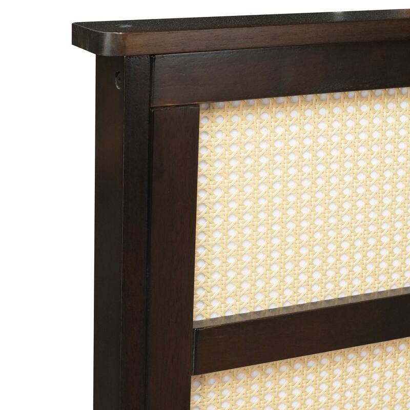 King Size Bed with Rattan Headboard and Two Drawers