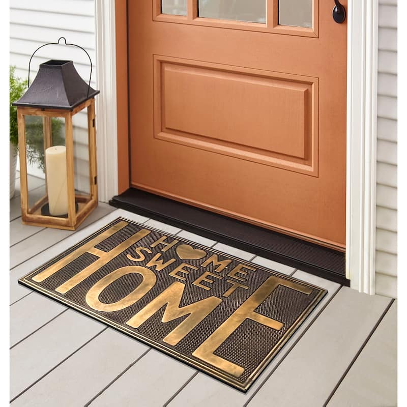 Home Sweet Home Rubber Pin Mat Bronze Hand Finished Doormat 18" X30"