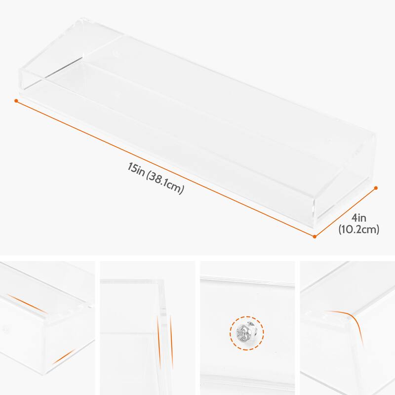 Acrylic Floating Shelves for Wall, Clear Acrylic Shelves for Bathroom Bedroom Living Room and Kitchen Room Decor Clear - 2 Pack - Clear