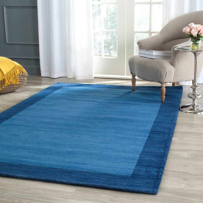 SAFAVIEH Handmade Himalaya Janessa Modern Wool Rug - 8'9" x 12' - Light Blue/Dark Blue