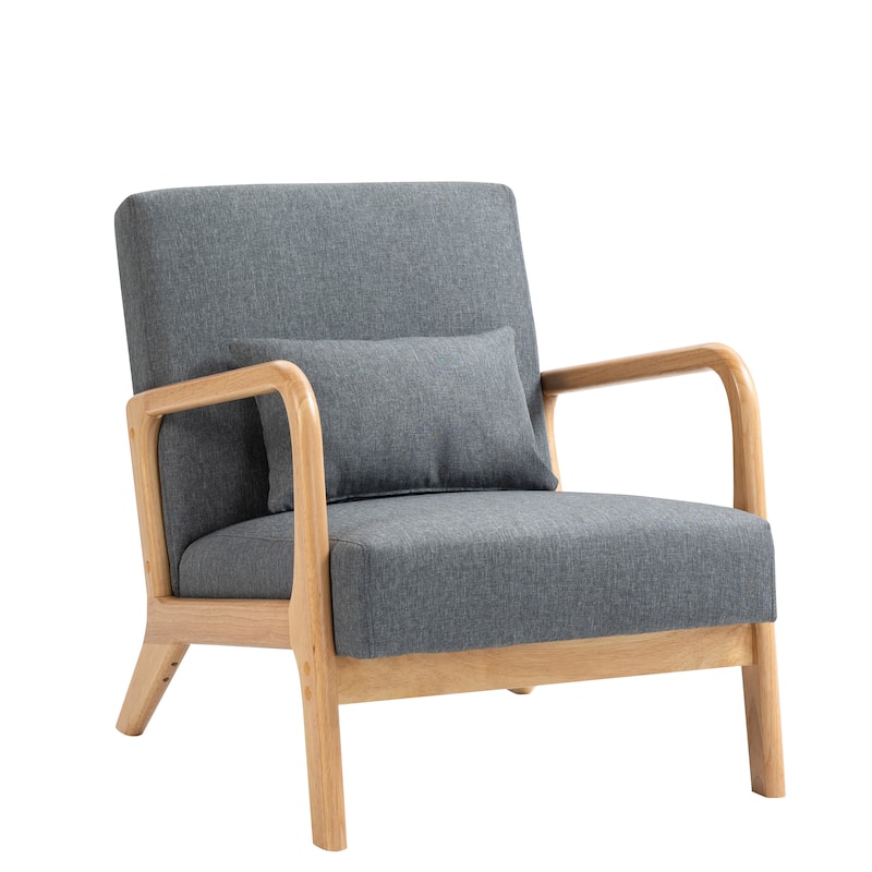 Briston 2 Set Mid Century Modern Wood Accent Chairs with pillow