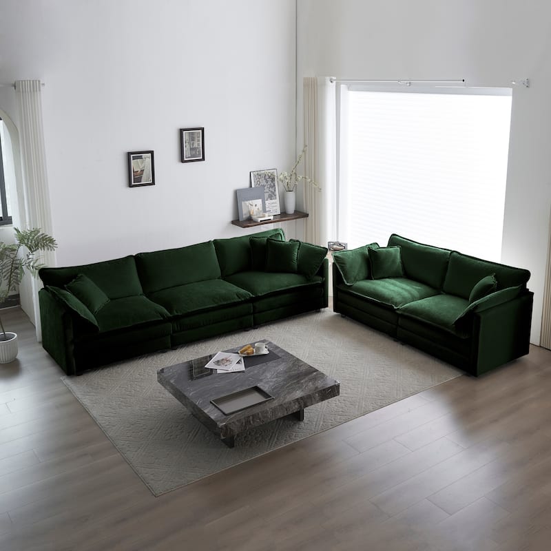 GDFStudio - Eldridson Chenille 2 Seater Sofa and 3 Seater Sofa Set - Green