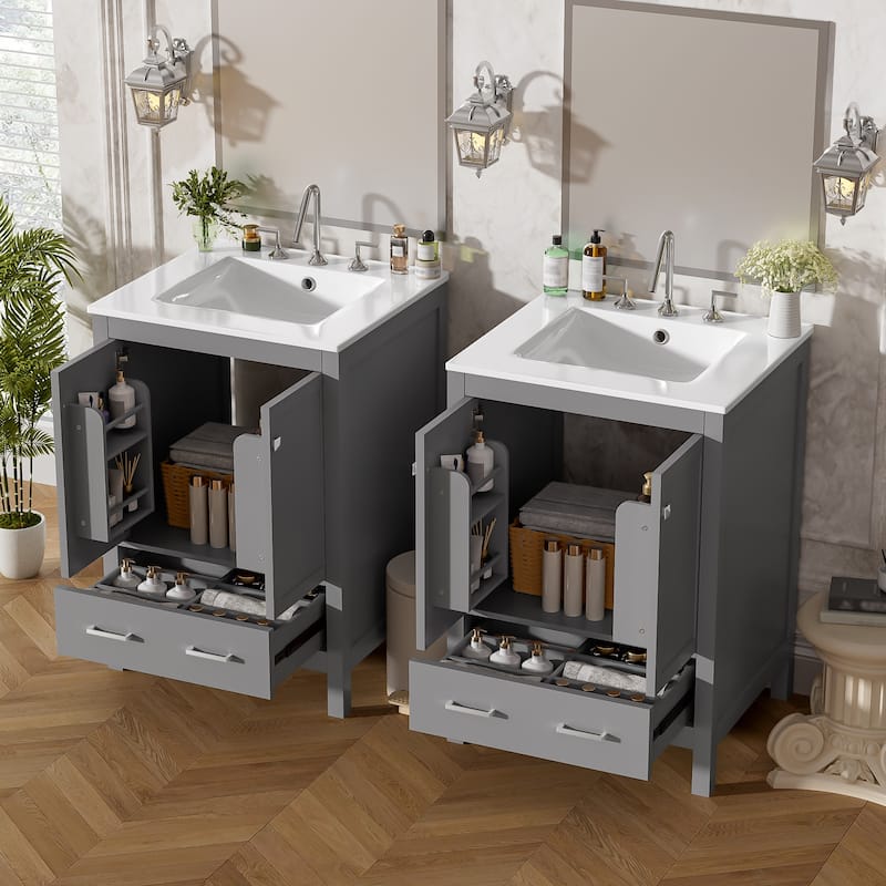 Roomfitters Modern 48" Bathroom Vanity with Undermount Sink, Storage Cabinet, Soft-Close Doors and Divided Drawer