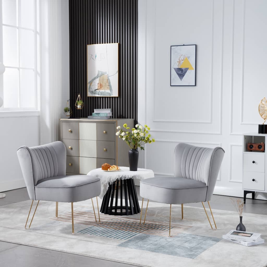 Modern 26.8" Upholstered Accent Chairs with Metal Leg for Living Room (Set of 2)