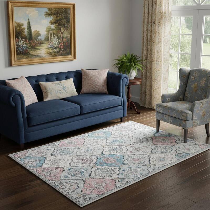 HomeRoots Patchwork Traditional Rectangle Area Rug - 5' X 7'