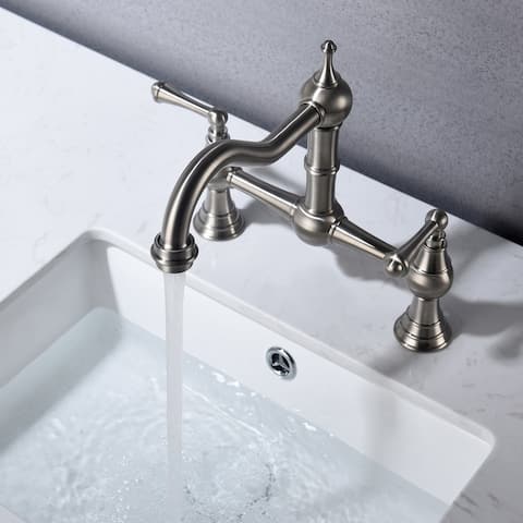 Double Handle Two Hole Brass Bathroom Faucet