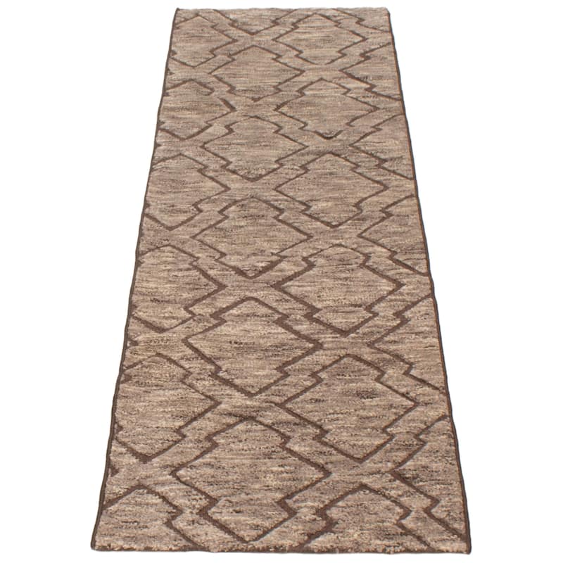 ECARPETGALLERY Hand-knotted Tangier Taupe Wool Rug - 2'5 x 7'8