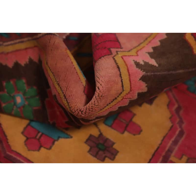 Hand Knotted Oriental 100% Wool Carpet Traditional Tribal Pink Ardebil Runner Rug - 9' 11'' X 4' 0''