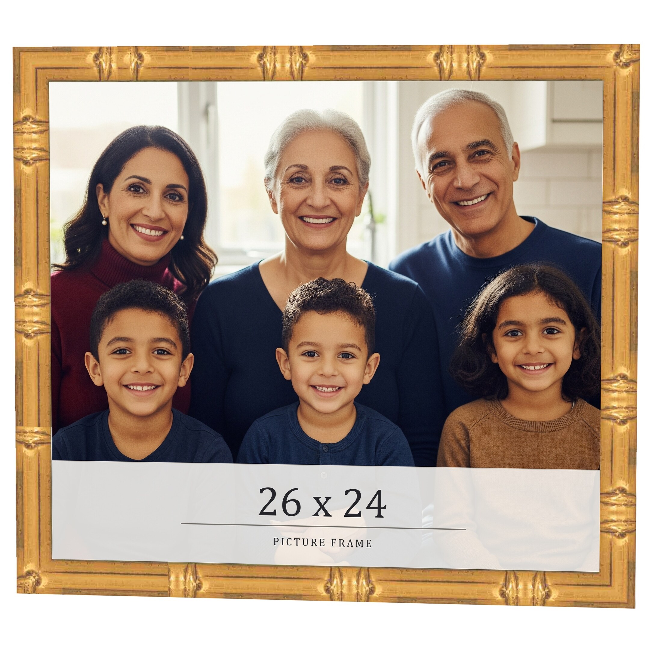 26x24 Frame Gold Bamboo Solid Wood Picture Frame | 1 Inch Moulding