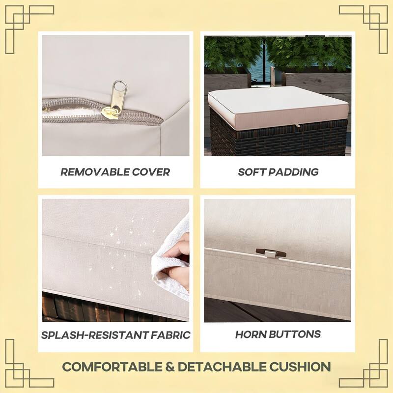 GDFStudio - Miles Versatile Wicker Ottoman Cubes for Outdoor Seating and Flexible Use Set of 2