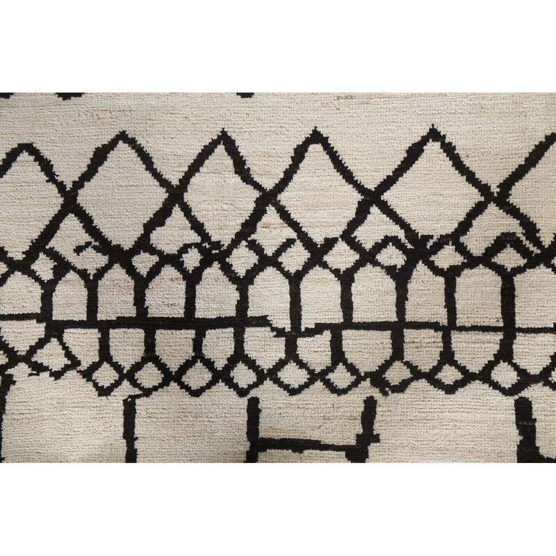 Vegetable Dye Moroccan Contemporary Area Rug Hand-knotted Wool Carpet - 8'1" x 9'9"