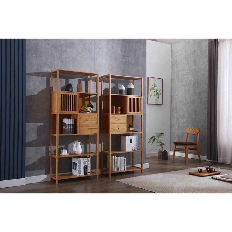 Selma Bamboo Bookcase Right Facing Spindle Cabinet