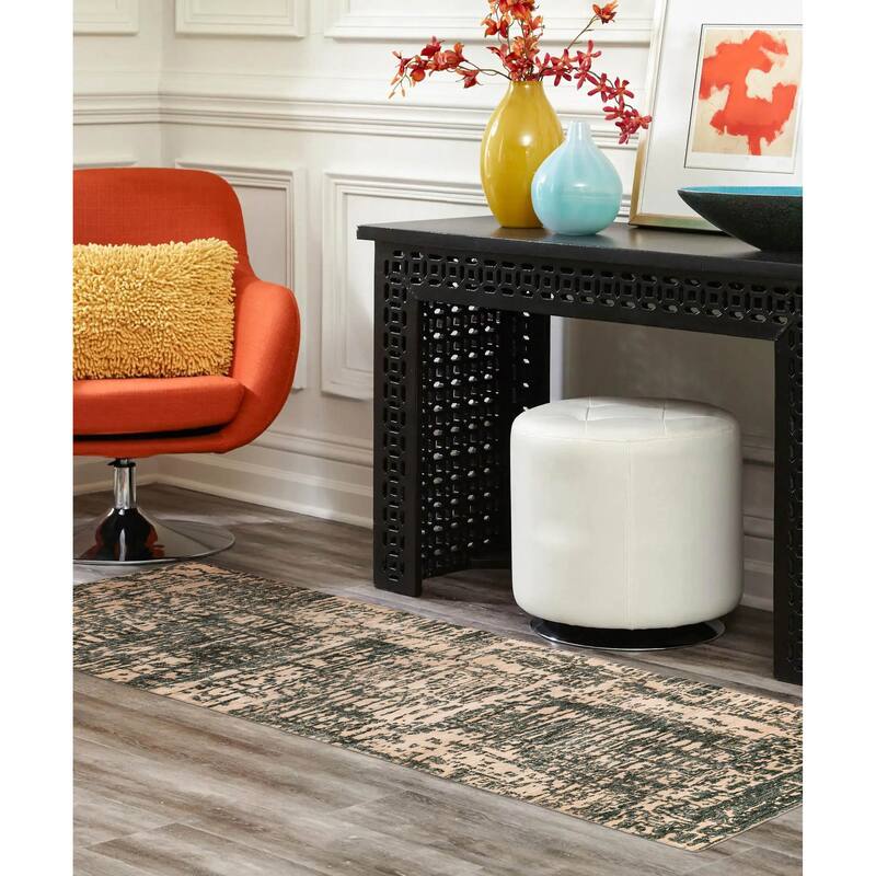 ECARPETGALLERY Hand-knotted Legacy Dark Green Silk, Wool Rug - 2'6 x 12'1