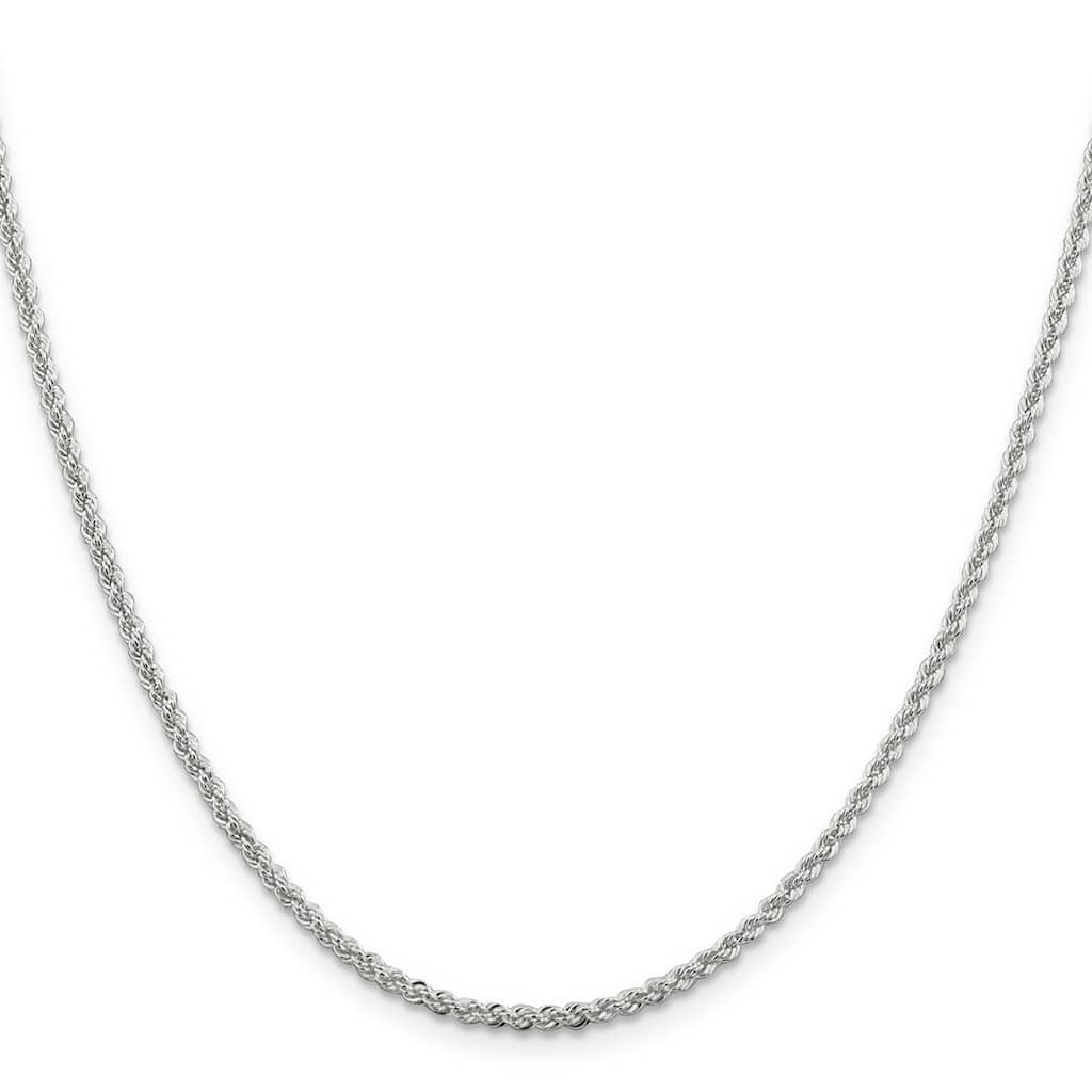 Curata 925 Sterling Silver 2.3mm Solid Rope Chain Necklace