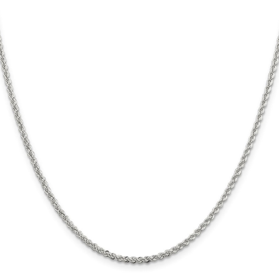 Curata 925 Sterling Silver 2.3mm Solid Rope Chain Necklace