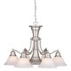 preview thumbnail 1 of 4, Standford 6L Brushed Nickel Chandelier with Down Light and Switch - 26-in W x 18-in H x 26-in D Brushed Nickel - 26-in W x 18-in H x 26-in D