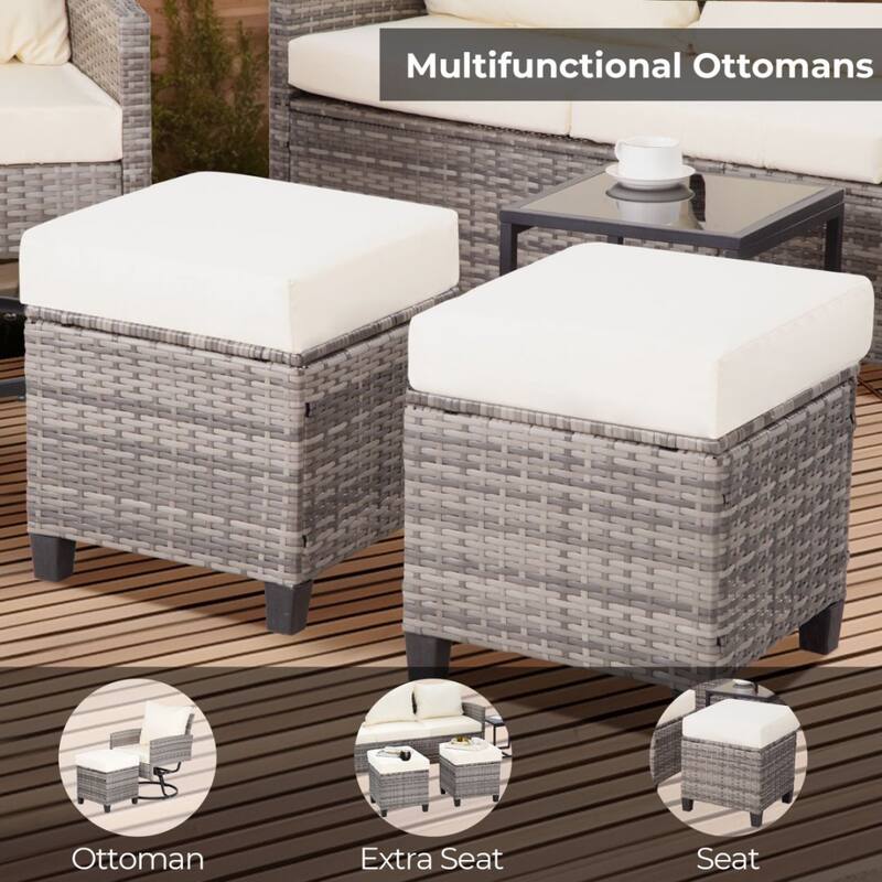 6-Piece Wicker Patio Conversation Set with Swivel Chairs