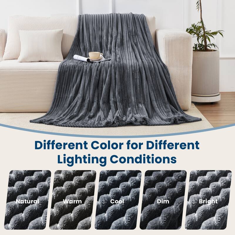 Textured Stripe Cozy Throw Blanket, Ultra-Soft, All-Season Comfort for Every Adventure
