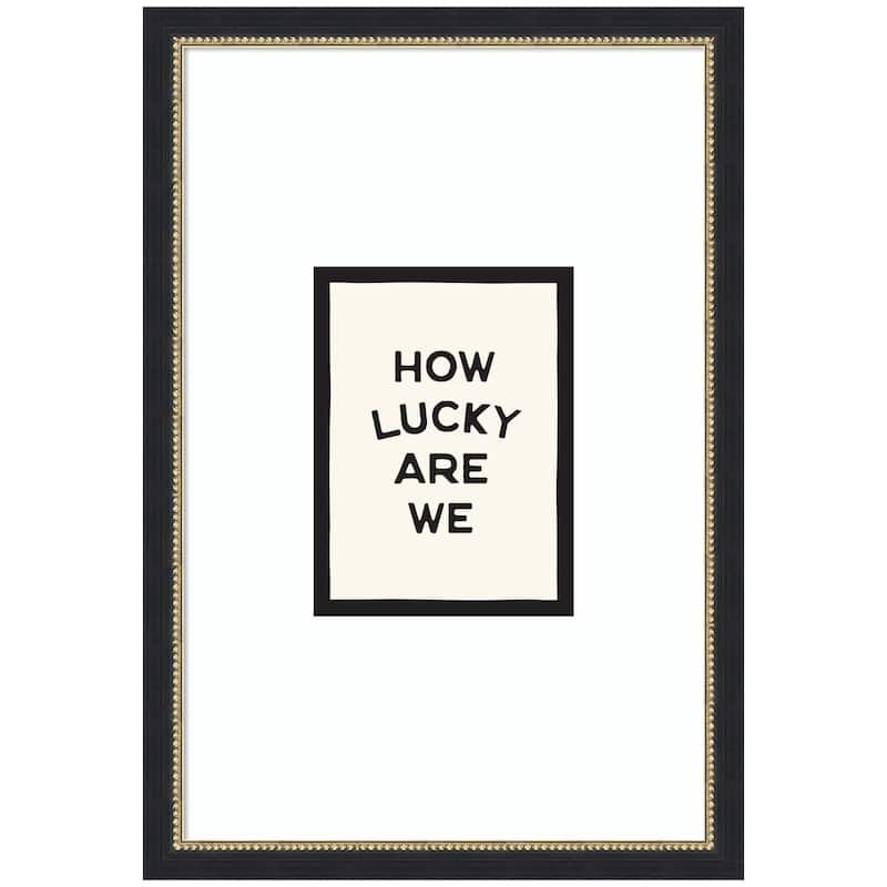 Kate and Laurel How Lucky Are We Dopamine Decor for Home or Apartment Retro Poster by Lucky Guava Framed Wall Art Print - 18x26