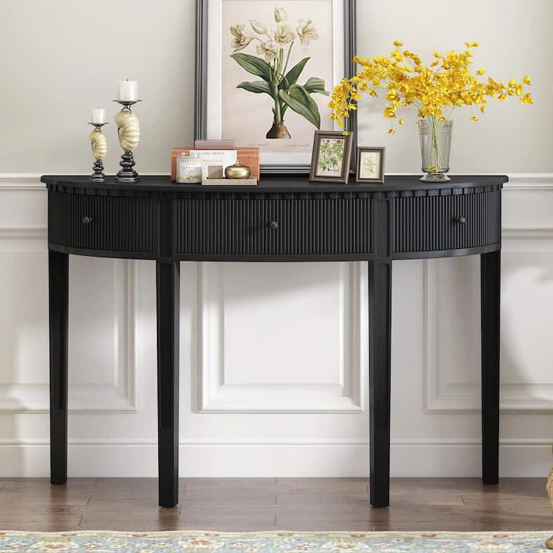 51'' Width Console Table with Vertical Stripe Drawer Fronts