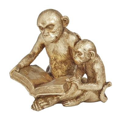 Polystone Monkey Decorative Sculpture - Gold - Roche River Decor