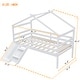preview thumbnail 6 of 19, Elegant Twin Low Loft House Bed with Slide, Ladder, Safety Guardrails and House Roof Frame, Space for Entertainment, White