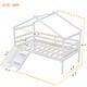 preview thumbnail 5 of 6, Twin Low Loft House Bed with Slide and Ladder, White