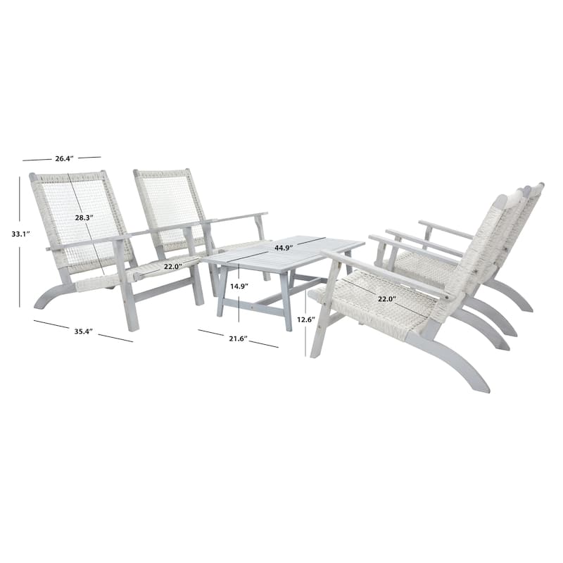 SAFAVIEH Outdoor Tuong 5-Piece Acacia Wood Coffee Set - 27Wx48Dx26H