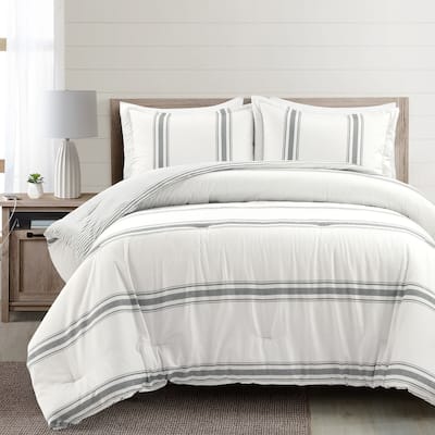 Lush Decor Farmhouse Stripe 3-piece Comforter Set