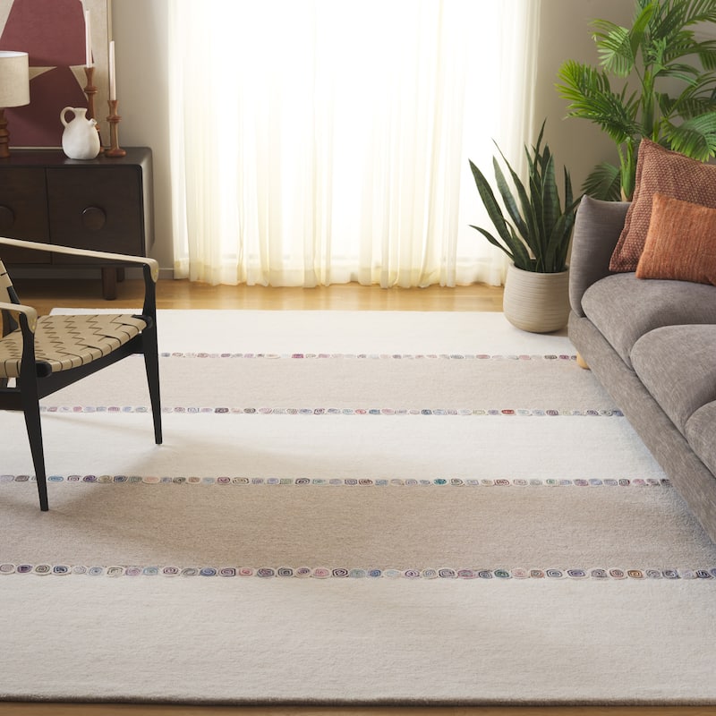SAFAVIEH Handmade Fifth Avenue Bibiane Mid-Century Modern New Zealand - 8' x 10' - Ivory/Beige - Rectangle