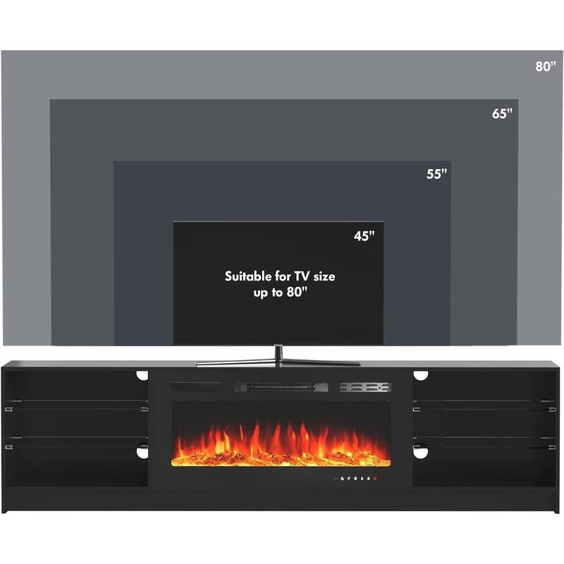 EROMMY Electric Fireplace TV Stand, Living Room Media Storage Cabinet and Entertainment Console