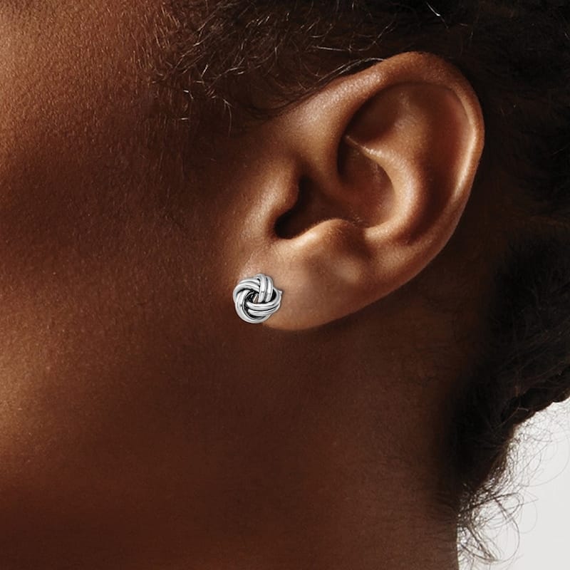 Curata 14k White Gold 9.5mm Polished Love Knot Post Earrings