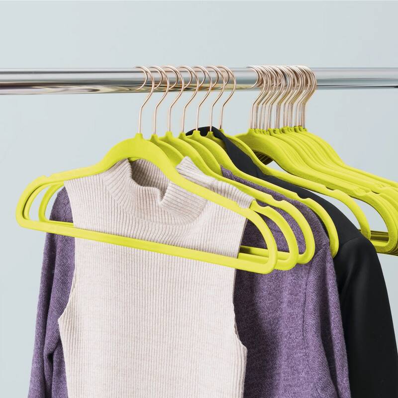Javlergo 50/100 Pack Velvet Hangers, Heavy Duty Non Slip & Space-Saving Cloth Hangers with 6 Finger Clips & Tie Rack