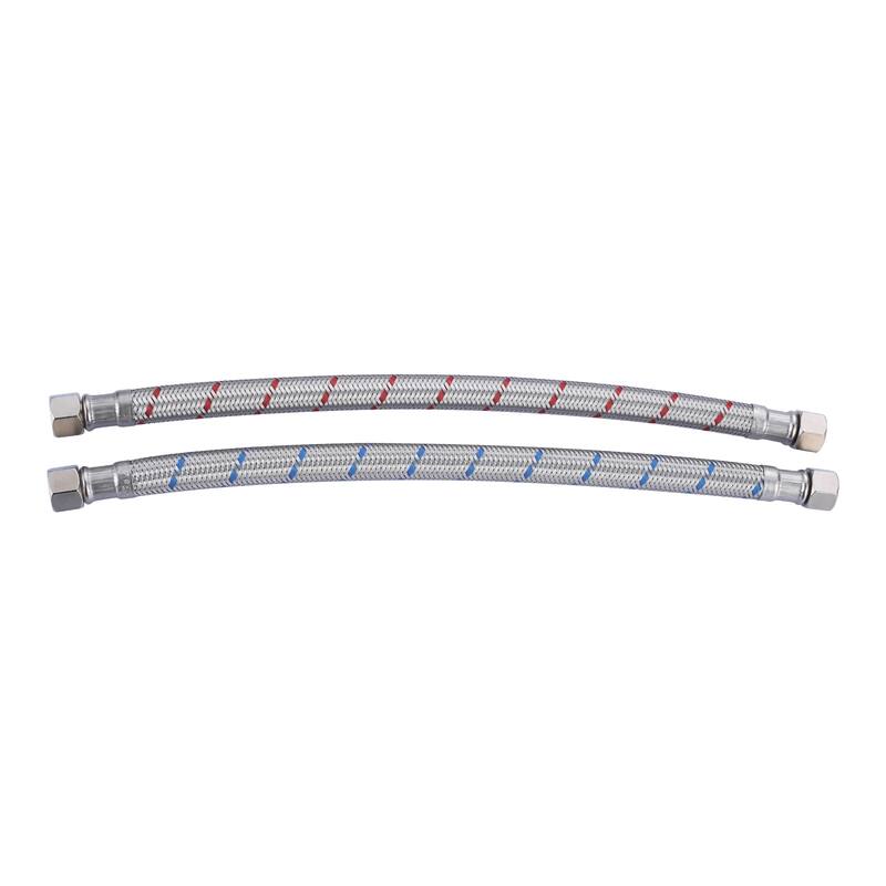 WOWOW 3/8 in. COMP x 3/8 in. COMP Stainless Steel Faucet Supply Lines - Stainless Steel - 12-inch - 12-inch