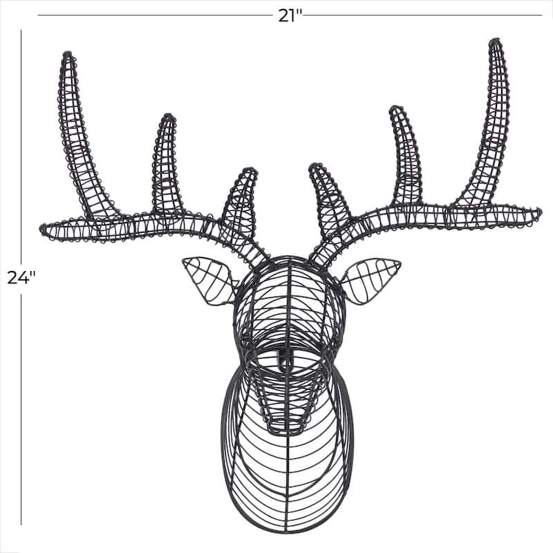 Metal Deer Head Home Wall Decor - Black - Roche River Decor
