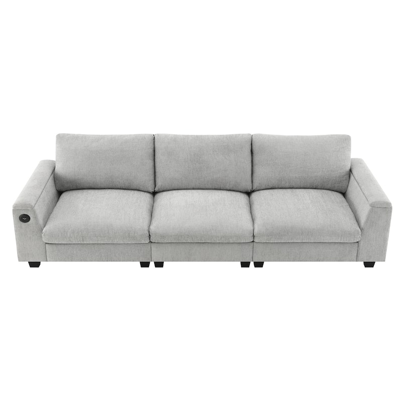 Chenille Modular Sectional Sofa,Cloud Couch Set with, USB, Bluetooth