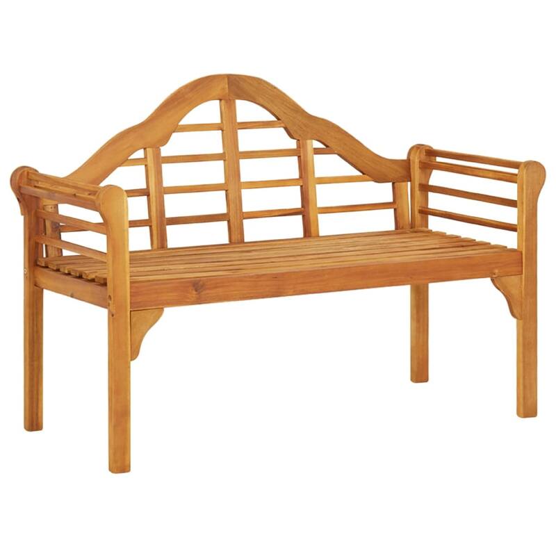 Garden Bench, Weather Resistant Brown Solid Acacia Wood, 49 Inch