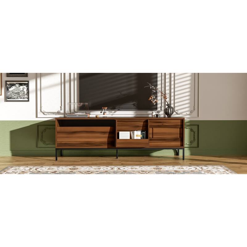 70.8" Modern TV Stand Console Table for TVs up to 75" Media Center, Entertainment Cabinet with Sliding Doors, Adjustable Shelves