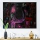 preview thumbnail 1 of 6, Designart 'Purple Music Guitar Ii' Modern Framed Canvas Art Print 12 in. wide x 8 in. high - Black