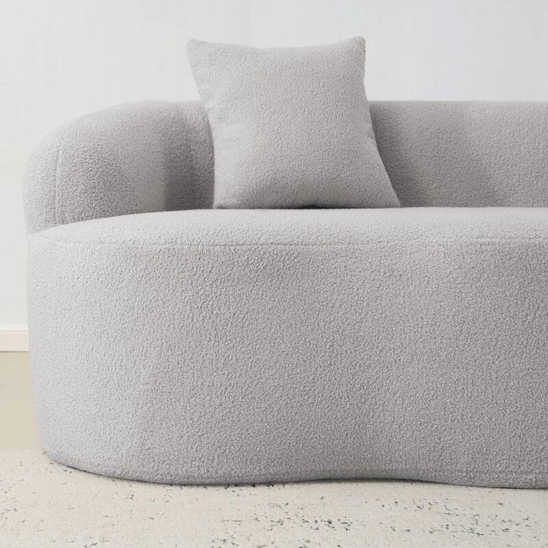 Curved Loveseat Sofa with Round Armrests - Compression Couch with 2 Pillows