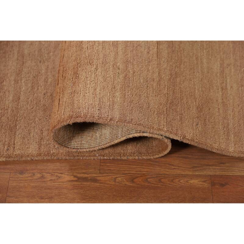 Light Brown Modern Gabbeh Oriental Area Rug Hand-Knotted Wool Carpet - 6'7" x 9'10"
