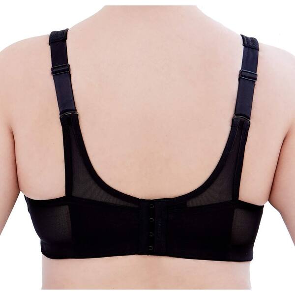 Glamorise Womens Black Bra Size 36f V Neck Scoop Back Full Coverage