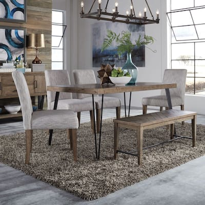 Horizons Rustic Caramel with Sawmark Distressing 6 Piece Rectangular Table Set