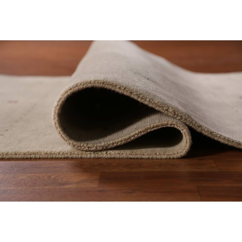Tribal Gabbeh Indian Rug Handmade Beige Modern Wool Carpet - 4'0" x 5'11"