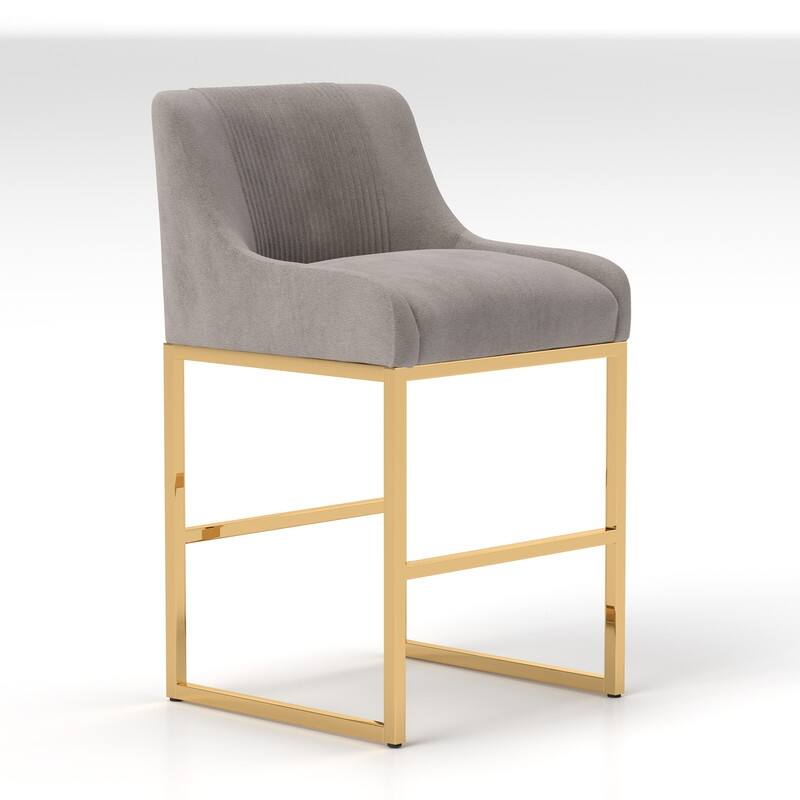 SEYNAR Modern Glam Velvet Golden Matel Frame Counter or High Bar Stools Set of 4