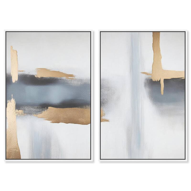 Visual Gold Vortex I Canvas Set of 2 by Art Remedy - 30" x 45" - White